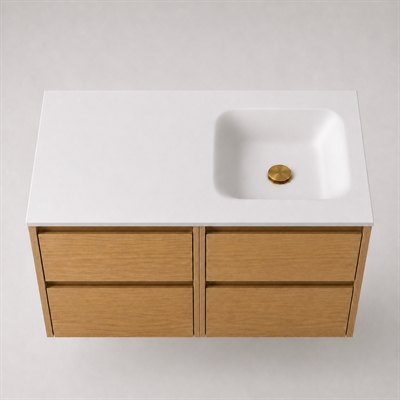 Corian Waschtischplatte 102 cm inkl. Type 7-Becken, rechts, Glacier White