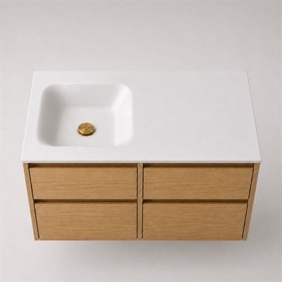 Corian Waschtischplatte 102 cm inkl. Type 7-Becken, links, Glacier White