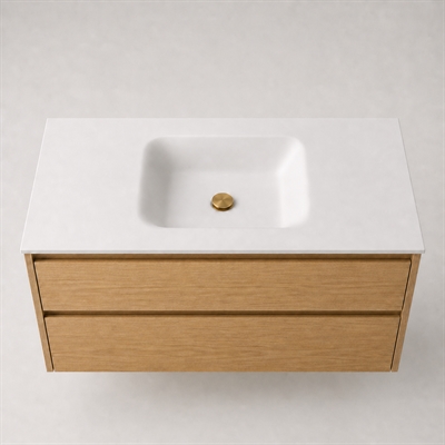 Corian Waschtischplatte 122 cm inkl. Lux-Becken, Glacier White