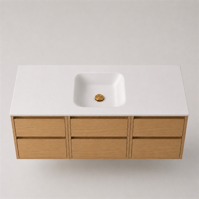 Corian Waschtischplatte 142 cm inkl. Lux-Becken, Glacier White