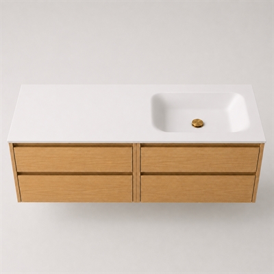 Corian Waschtischplatte 142 cm inkl. Lux-Becken, rechts, Glacier White