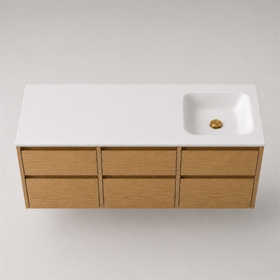 Corian Waschtischplatte 152 cm inkl. Type 7-Becken, rechts, Glacier White