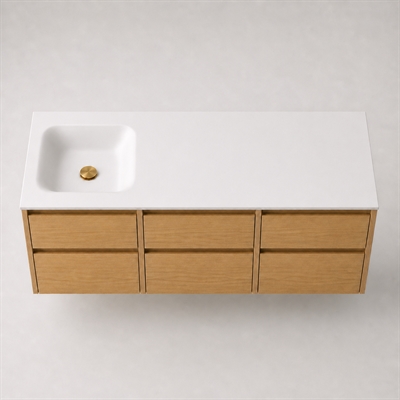 Corian Waschtischplatte 152 cm inkl. Type 7-Becken, links, Glacier White