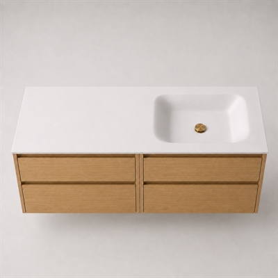 Corian Waschtischplatte 162 cm inkl. Lux-Becken, rechts, Glacier White