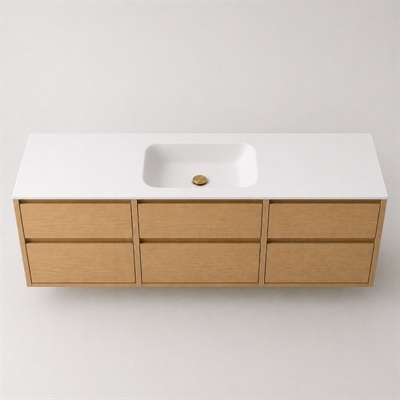 Corian Waschtischplatte 182 cm inkl. Lux-Becken, Glacier White