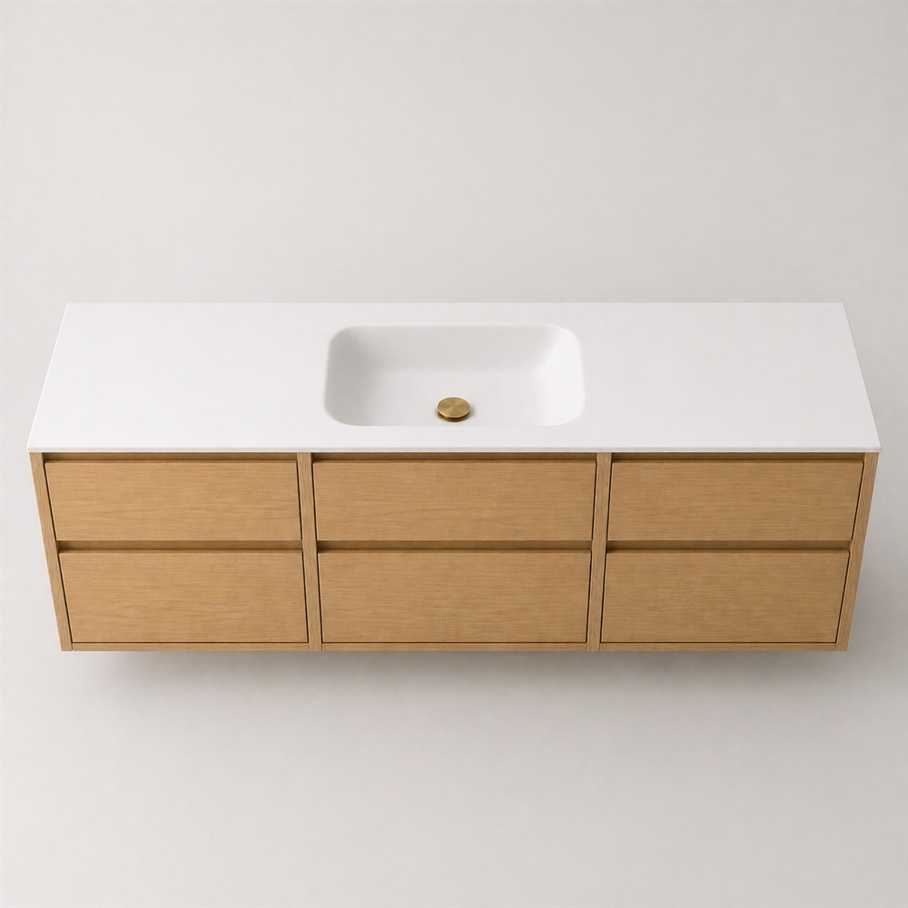 Corian Waschtischplatte 182 cm inkl. Lux-Becken, Glacier White