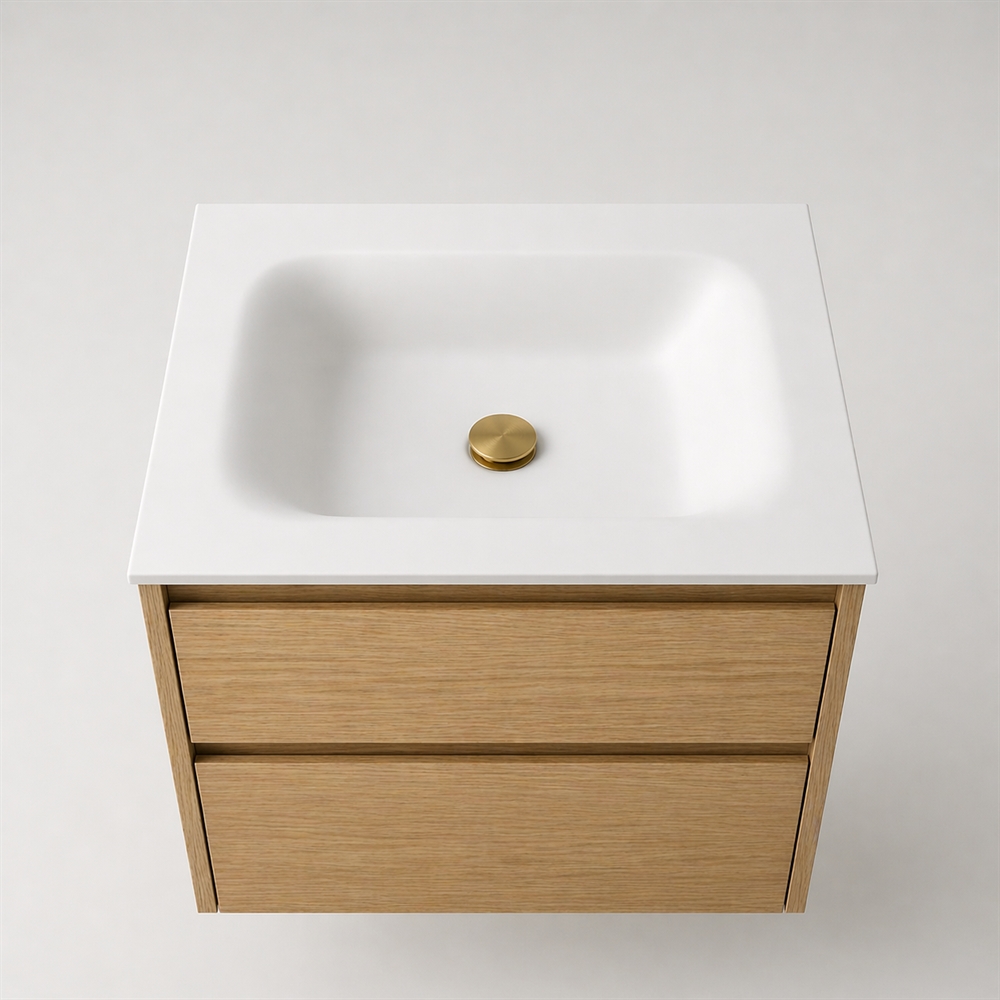 Corian Waschtischplatte 62 cm inkl. Lux-Becken, Glacier White